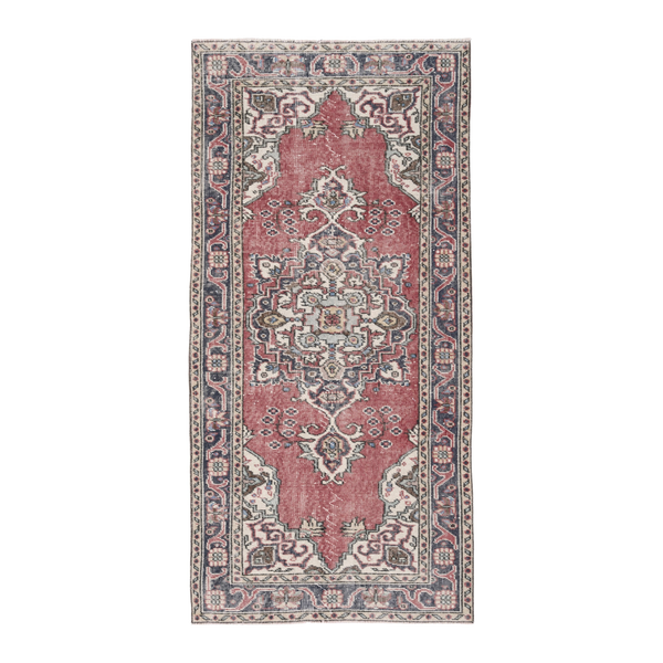 Turkish Isparta runner rug in rose and cream, 3'1" x 6'5"
