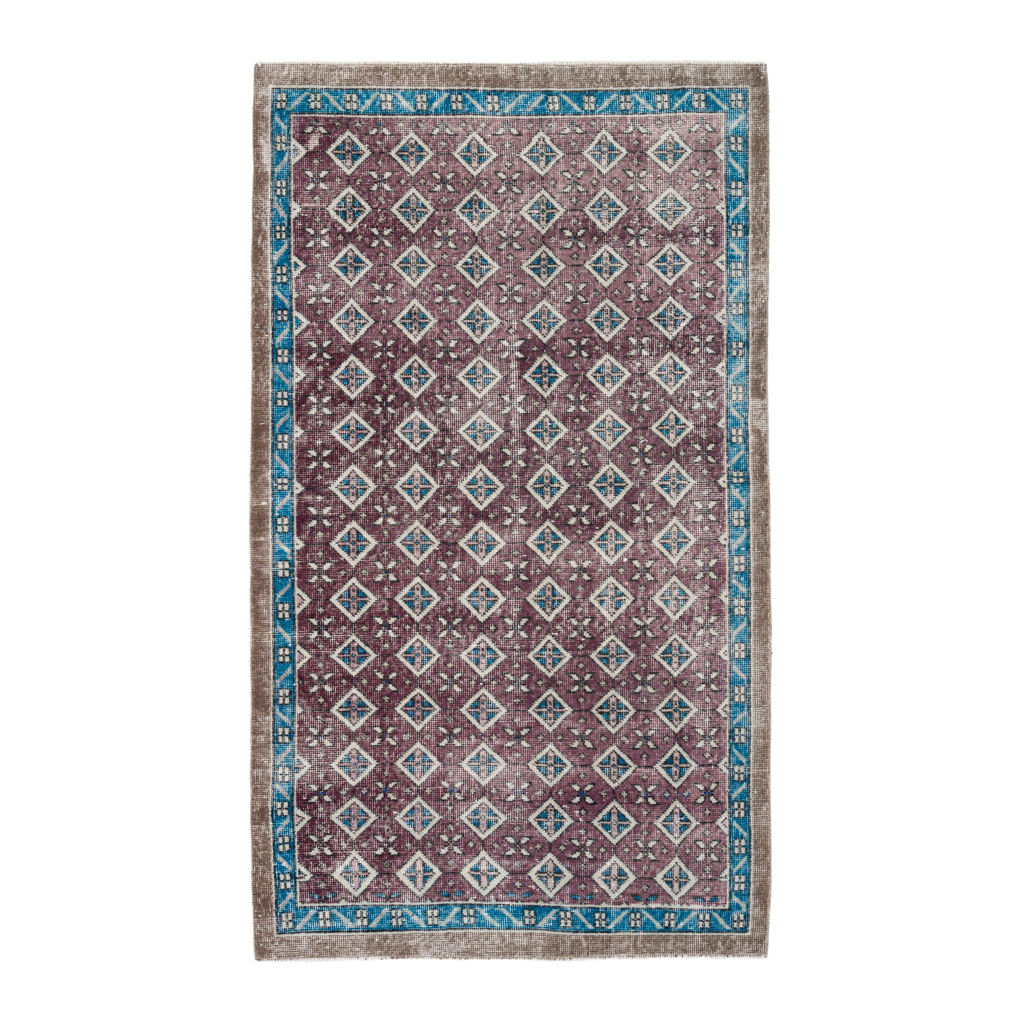 Turkish Isparta accent rug in burgundy and turquoise, 3'5" x 6'