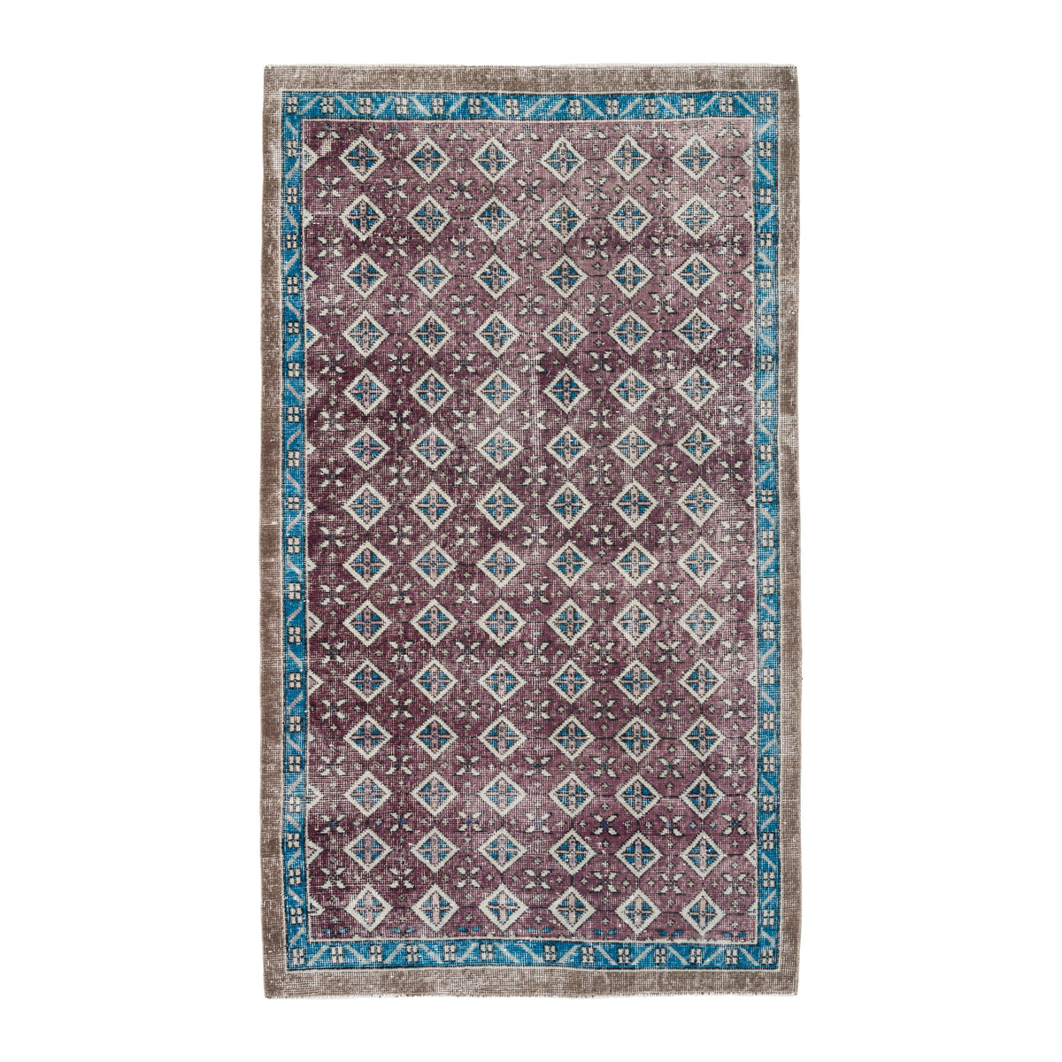 Turkish Isparta accent rug in burgundy and turquoise, 3'5" x 6'