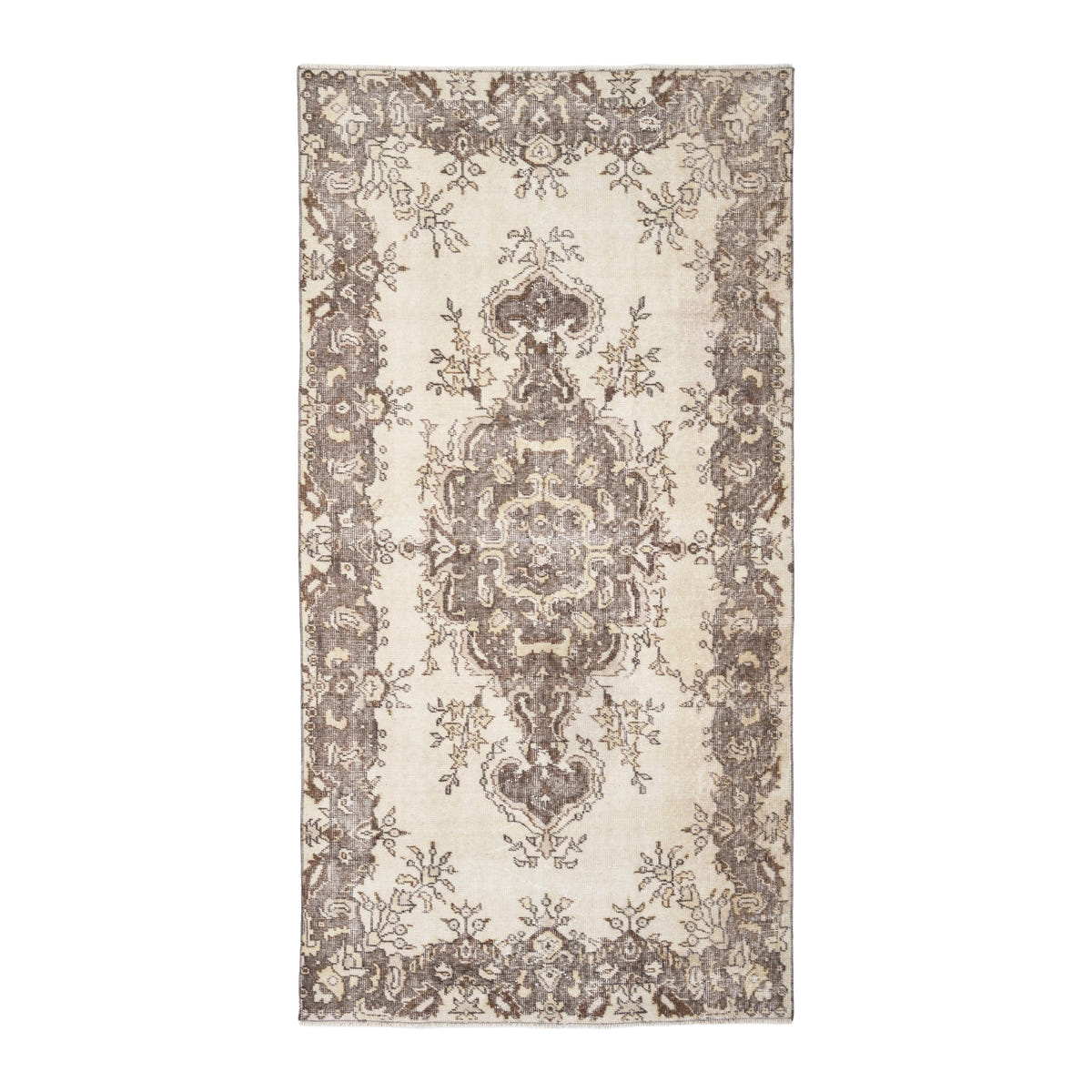 Turkish Isparta area rug in cream and taupe, 3'9" x 6'11"