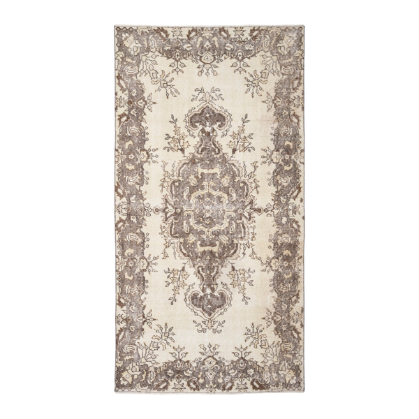 Turkish Isparta area rug in cream and taupe, 3'9" x 6'11"