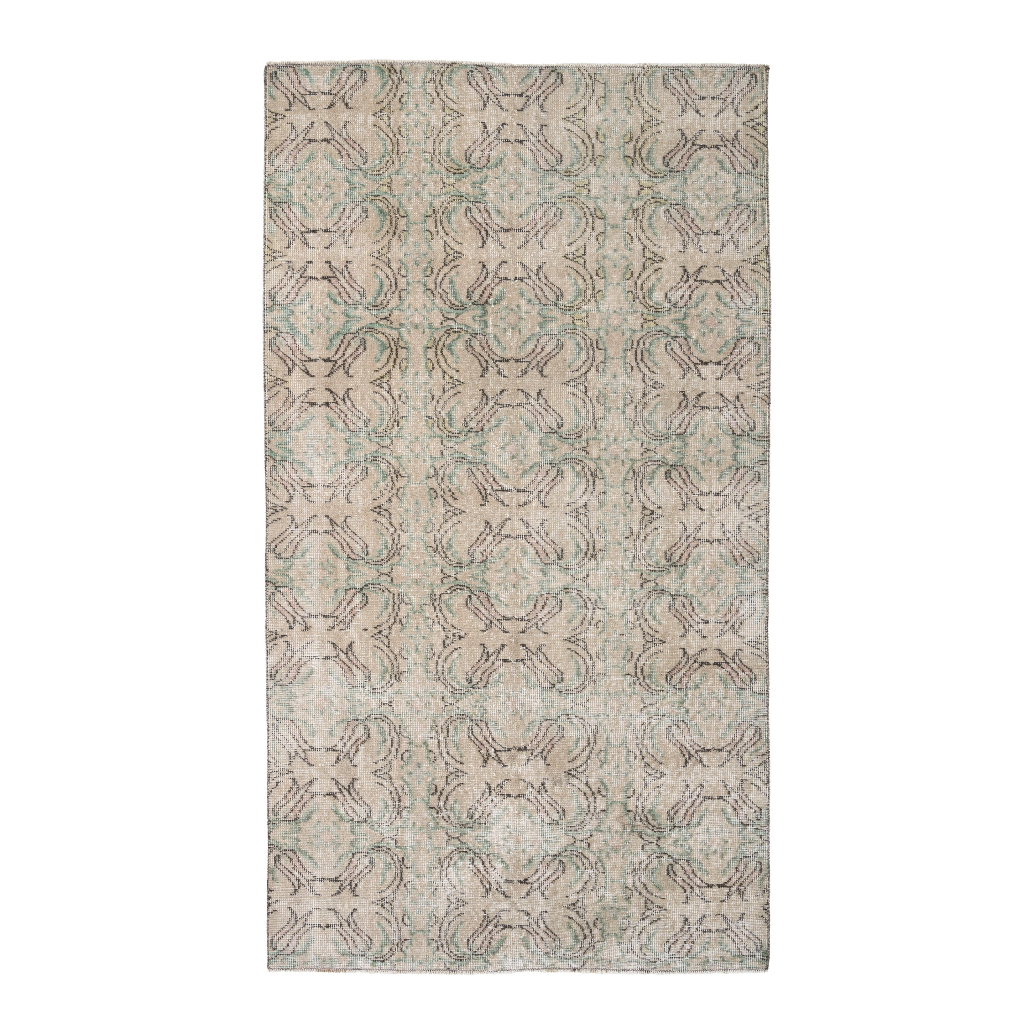 Turkish Isparta accent rug in cream and sage, 3'7" x 6'7"