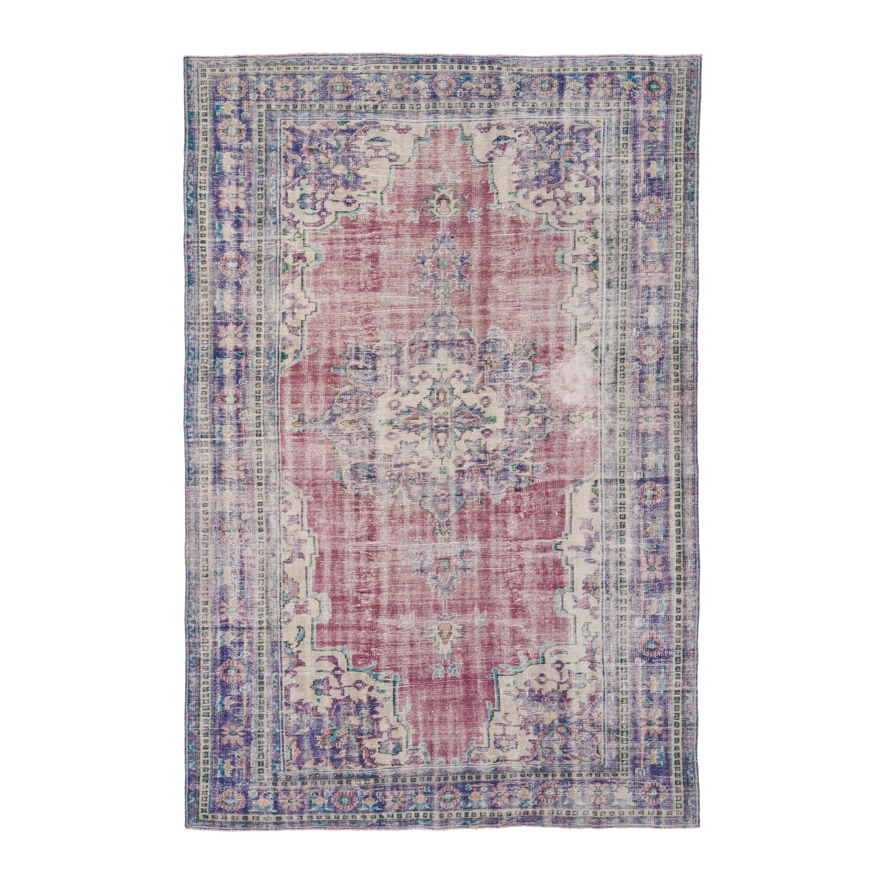 Turkish Manisa oversized rug in dusty rose and navy, 6'10" x 10'6"