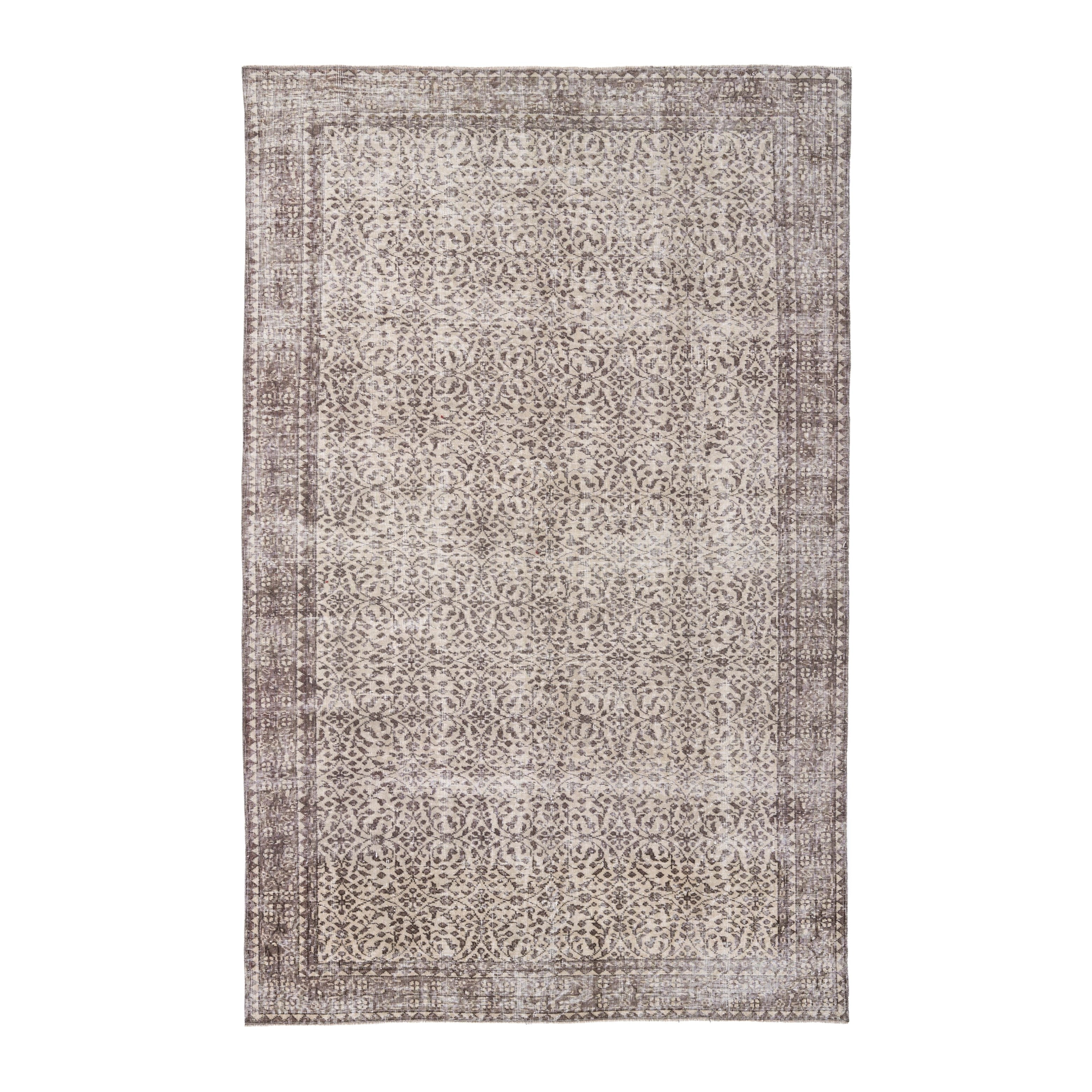Turkish Isparta area rug in cream and taupe, 6'6" x 9'11"