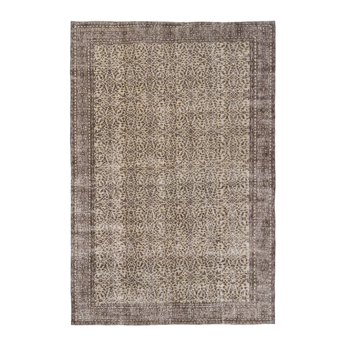 Turkish Isparta area rug in taupe and greige, 7' x 10'3"