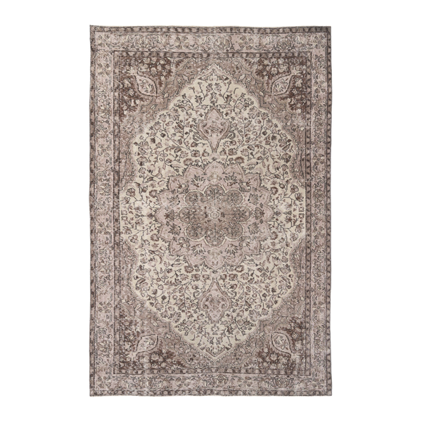 Turkish Isparta area rug in cream and greige, 6'7" x 10'