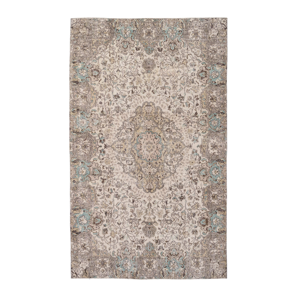 Turkish Isparta area rug in cream and taupe, 6'1" x 9'11"