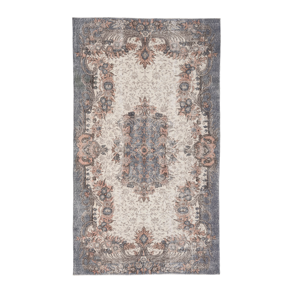 Turkish Isparta area rug in cream and dusty rose, 5'1" x 8'10"