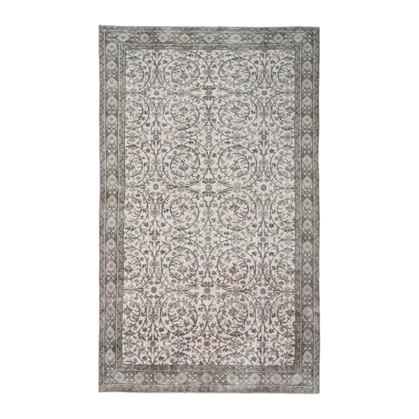 Turkish Isparta area rug in ivory and greige, 5'9" x 9'7"