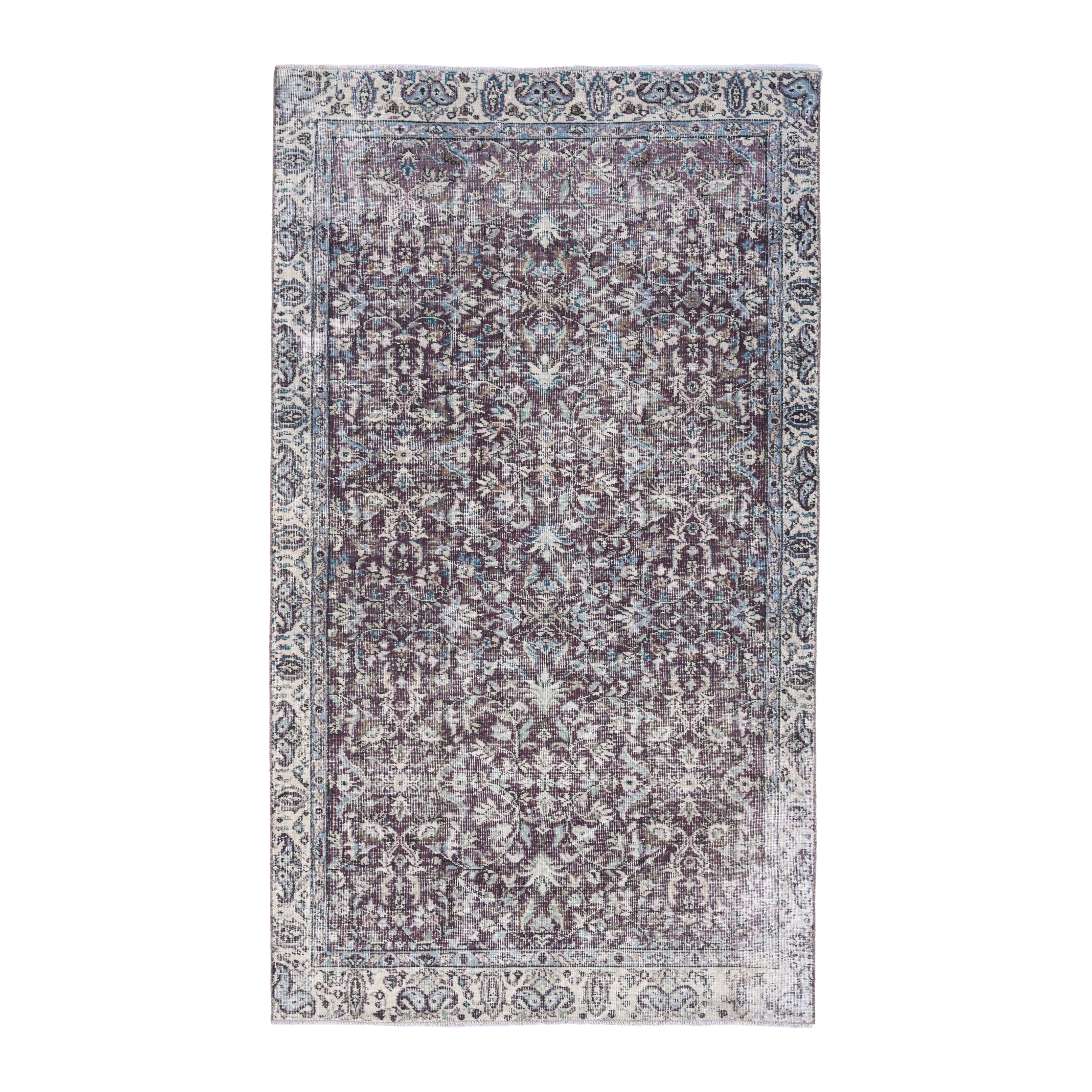 Turkish Isparta area rug in burgundy and dusty rose, 4'3" x 7'6"