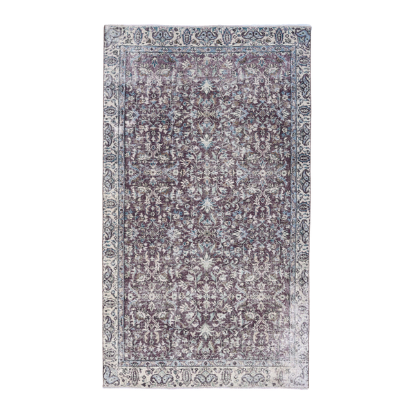 Turkish Isparta area rug in burgundy and dusty rose, 4'3" x 7'6"