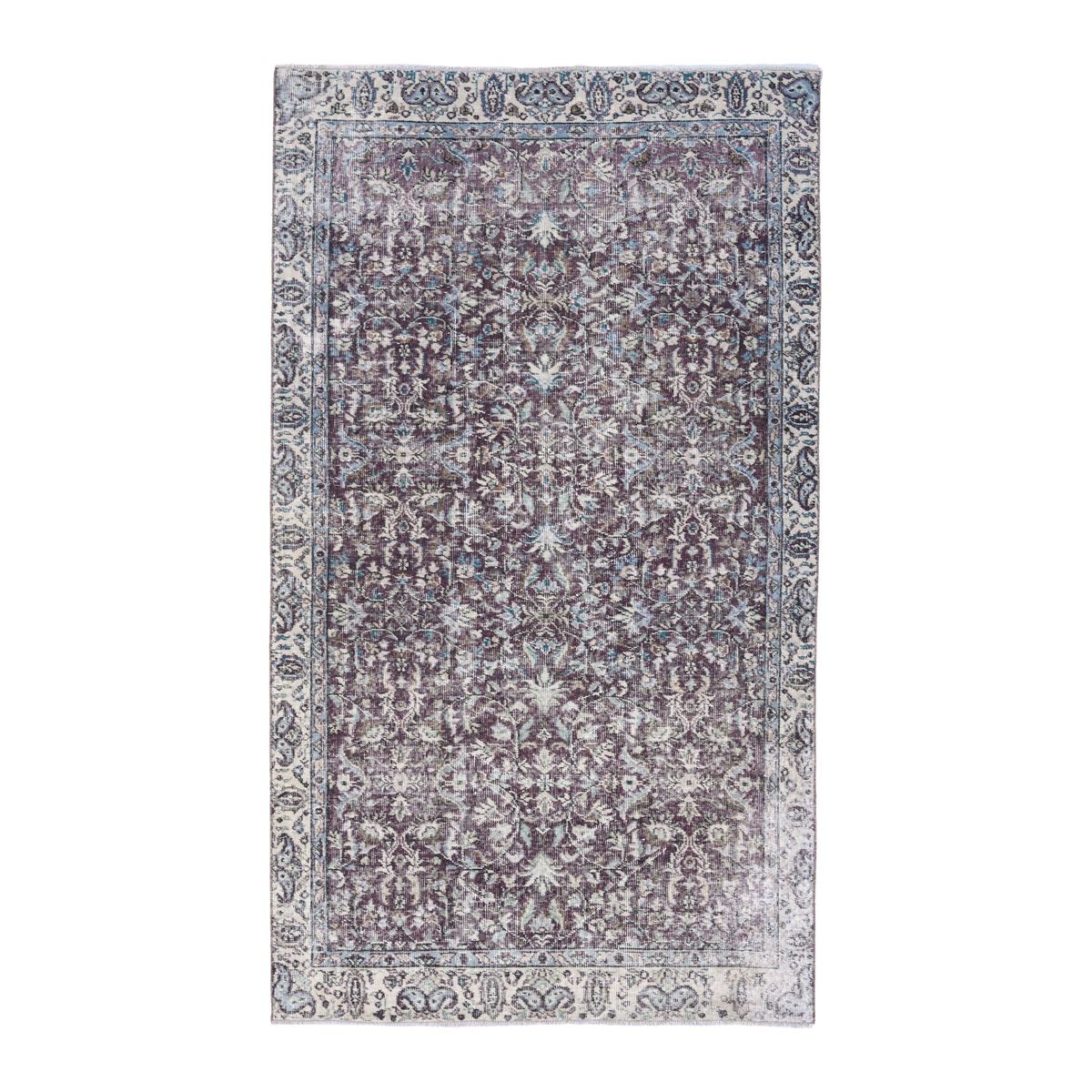 Turkish Isparta area rug in burgundy and dusty rose, 4'3" x 7'6"