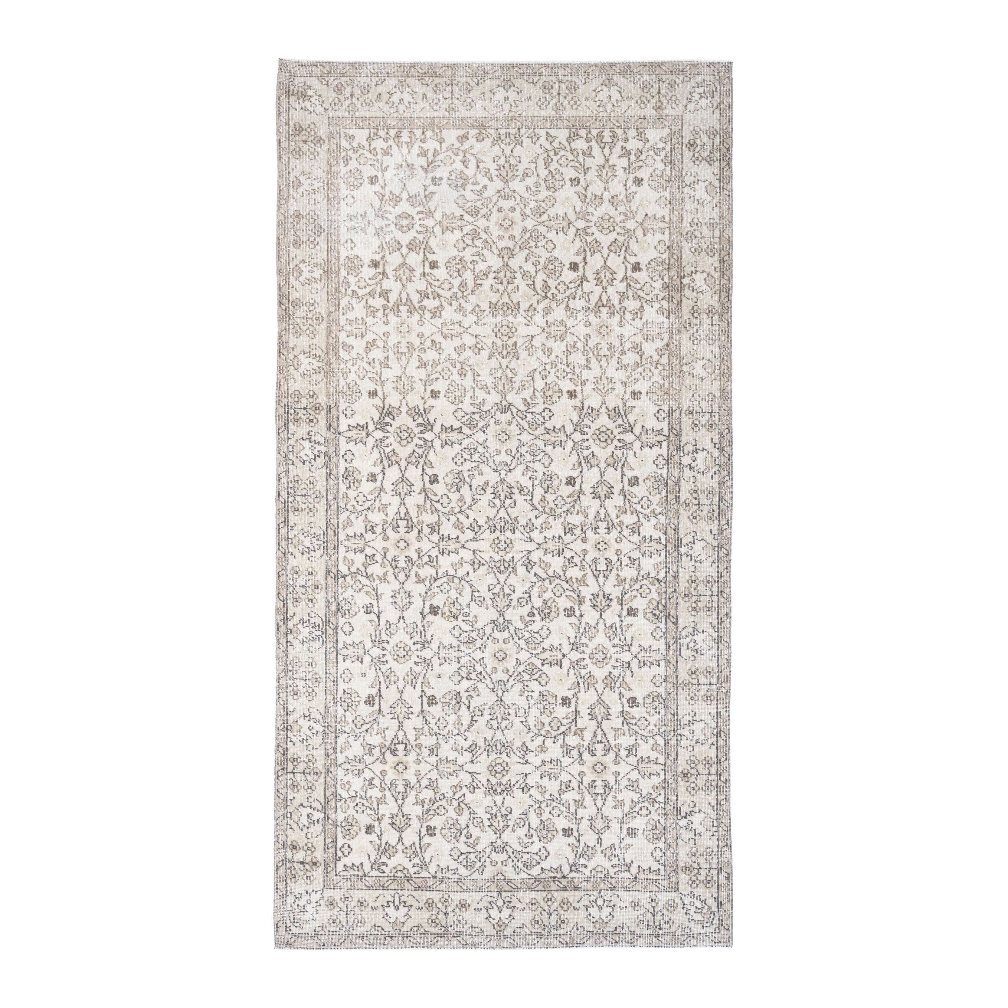 Turkish Isparta area rug in ivory and taupe, 4'6" x 8'3"