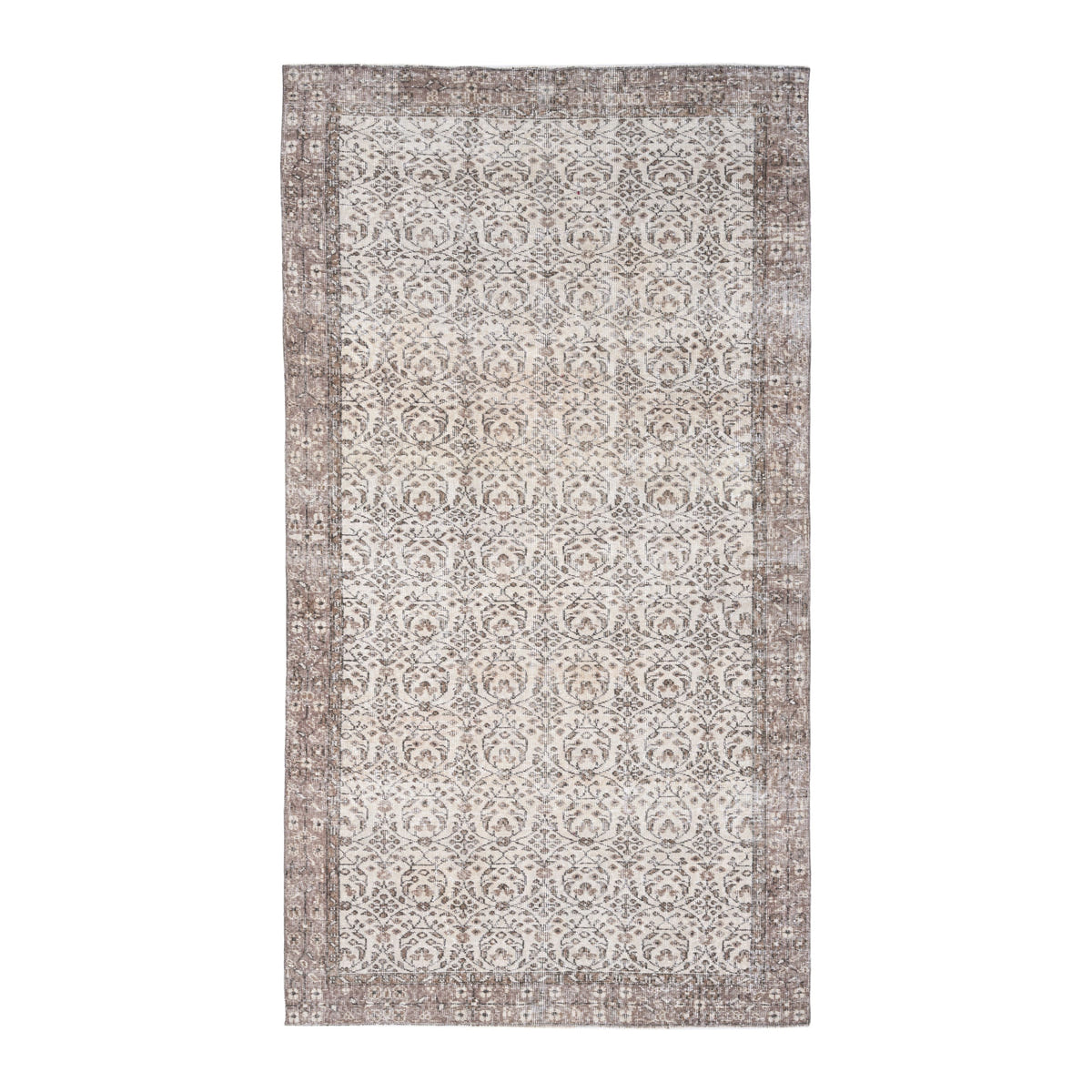 Turkish Isparta area rug in cream and greige, 5'1" x 9'3"
