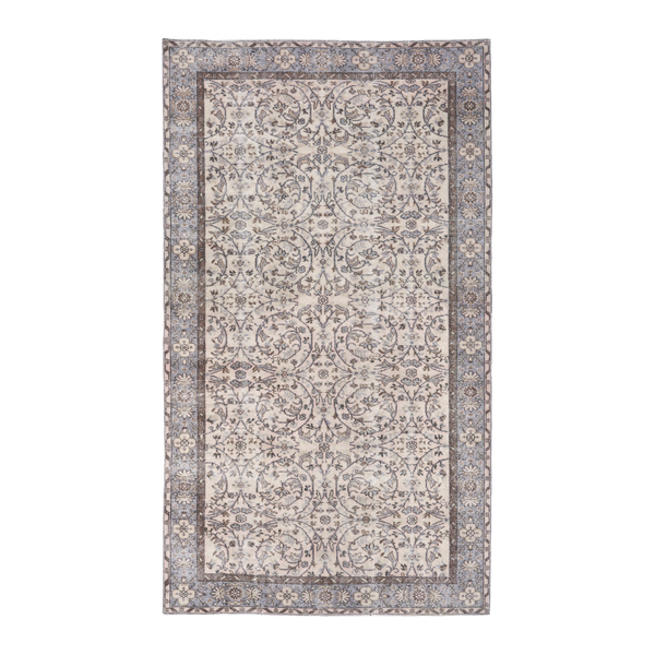 Turkish Isparta area rug in ivory and taupe, 5'3" x 9'2"