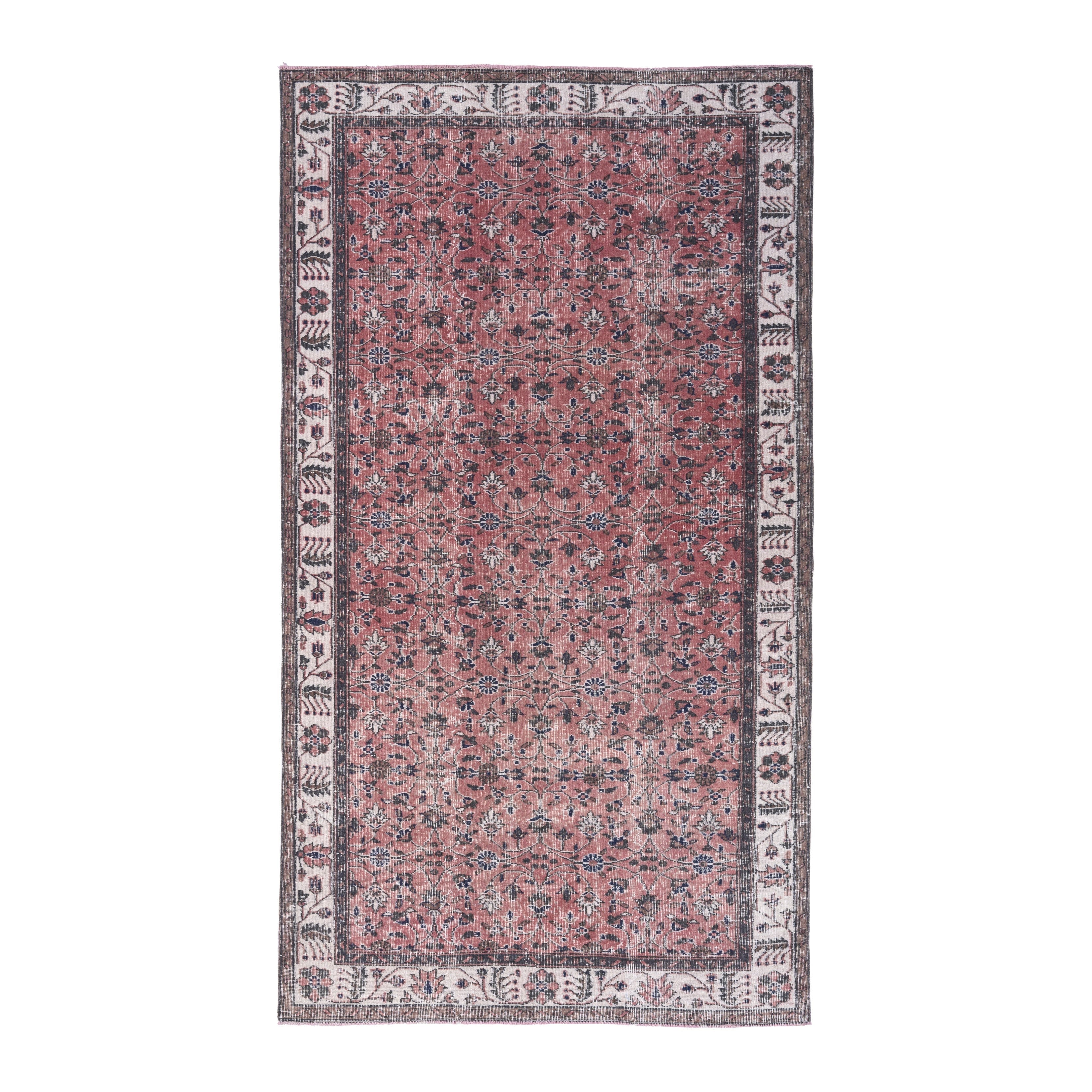 Turkish Isparta area rug in rust and cream, 5'1" x 9'1"