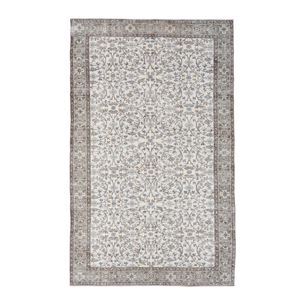 Turkish Isparta area rug in cream and taupe, 6'1" x 9'6"