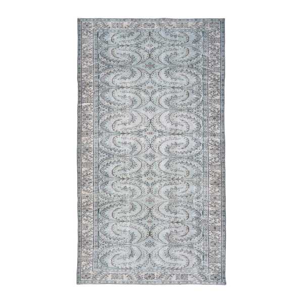 Turkish Manisa area rug in ivory and celadon, 5'6" x 10'