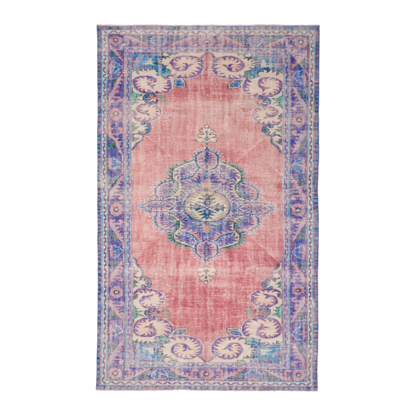 Turkish Manisa area rug in dusty rose and plum, 6'4" x 10'2"