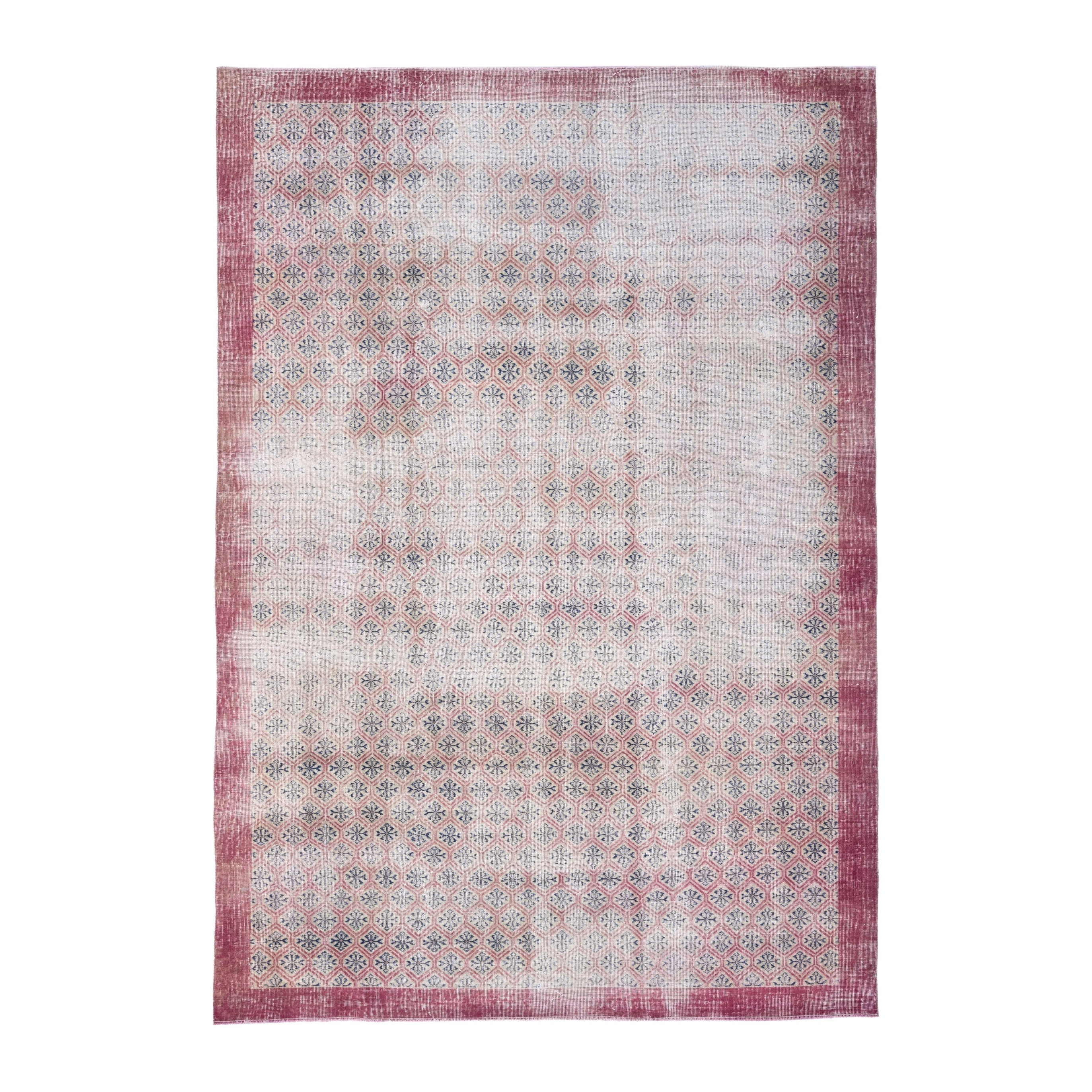 Turkish Isparta area rug in cream and dusty rose, 6'9" x 9'8"