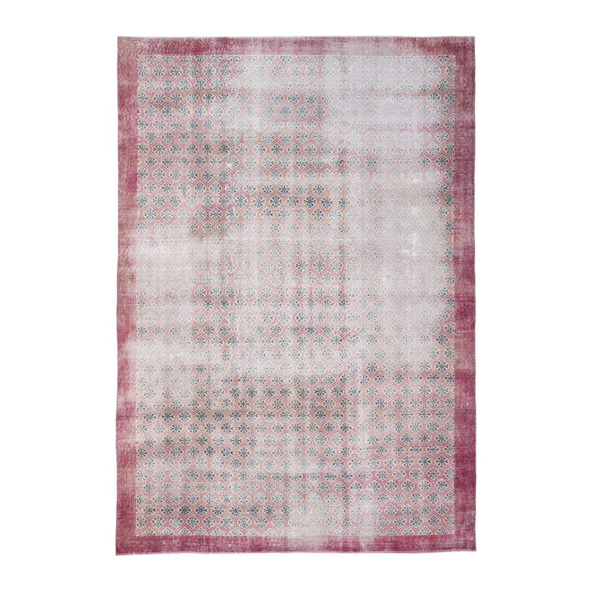 Turkish Isparta area rug in cream and dusty rose, 6'9" x 9'8"