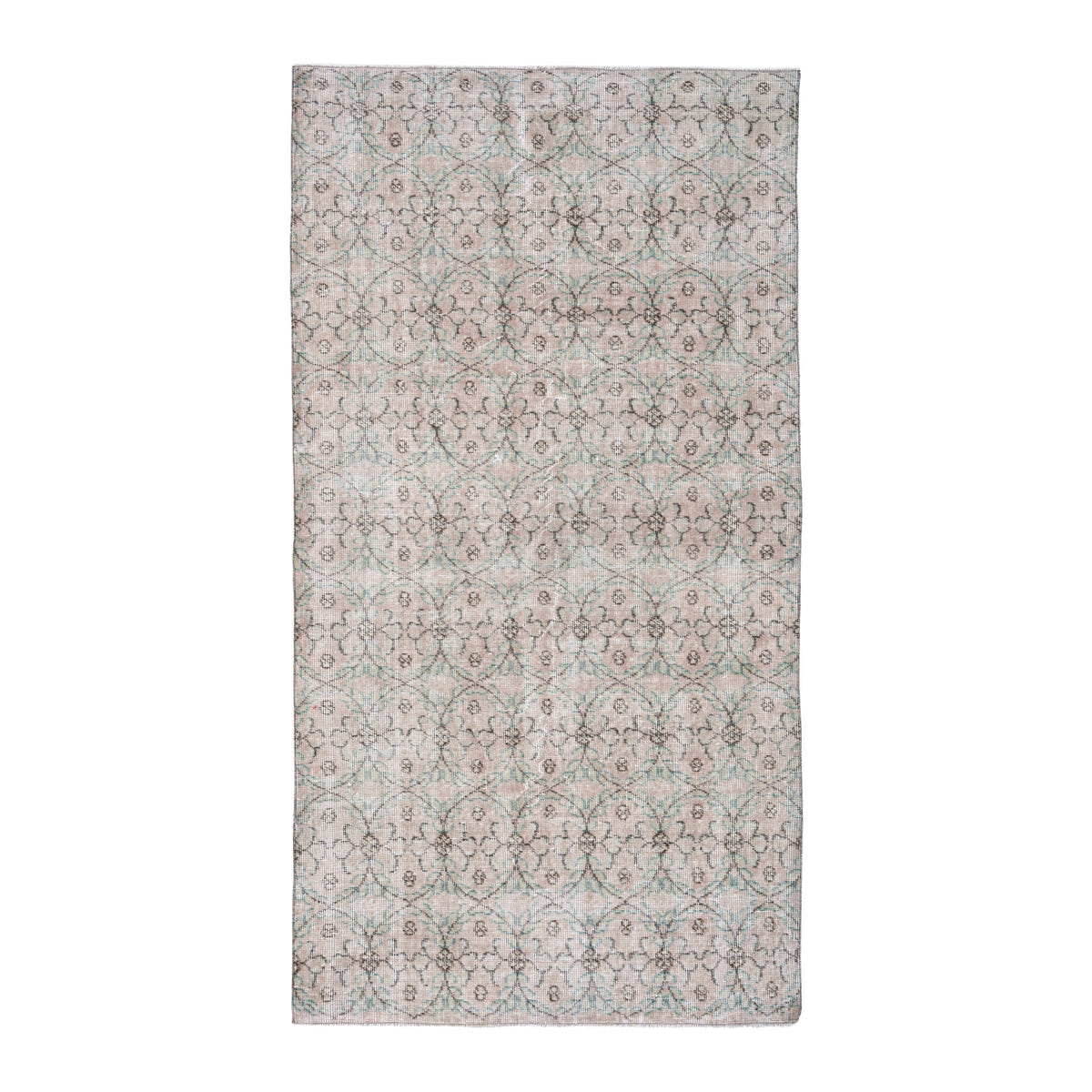 Turkish Isparta area rug in cream and dusty rose, 3'9" x 7'