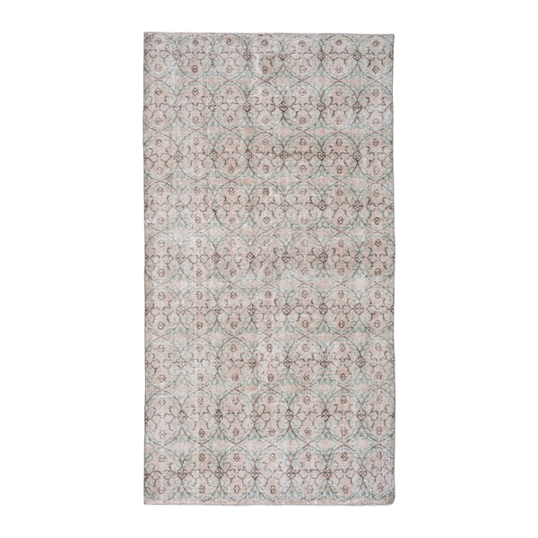 Turkish Isparta area rug in cream and dusty rose, 3'9" x 7'