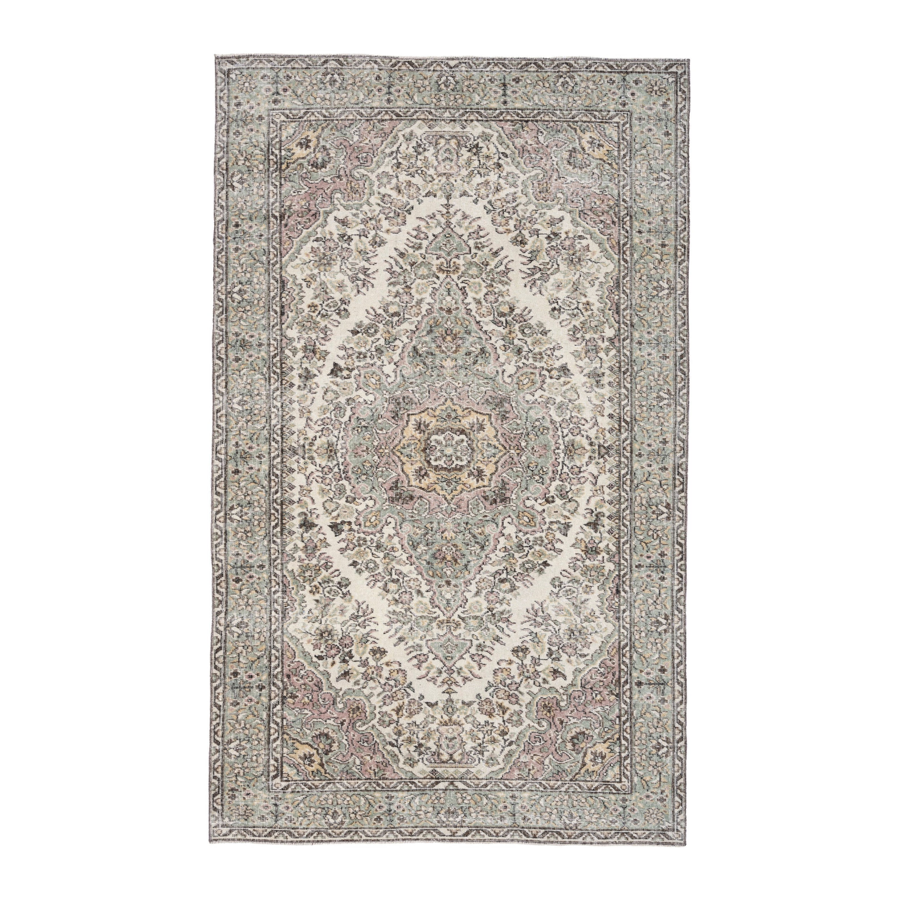 Turkish Isparta area rug in cream and taupe, 5'5" x 8'7"