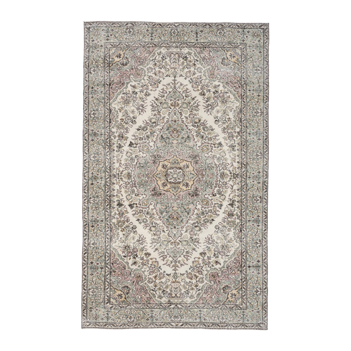 Turkish Isparta area rug in cream and taupe, 5'5" x 8'7"