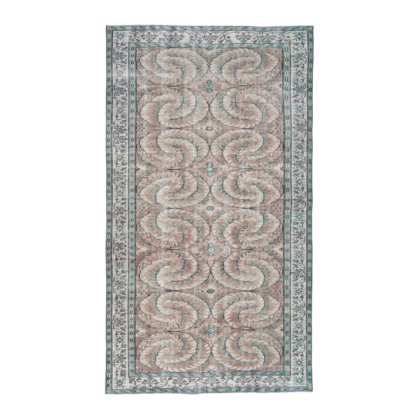 Turkish Manisa area rug in muted pink and cream, 5'8" x 9'7"