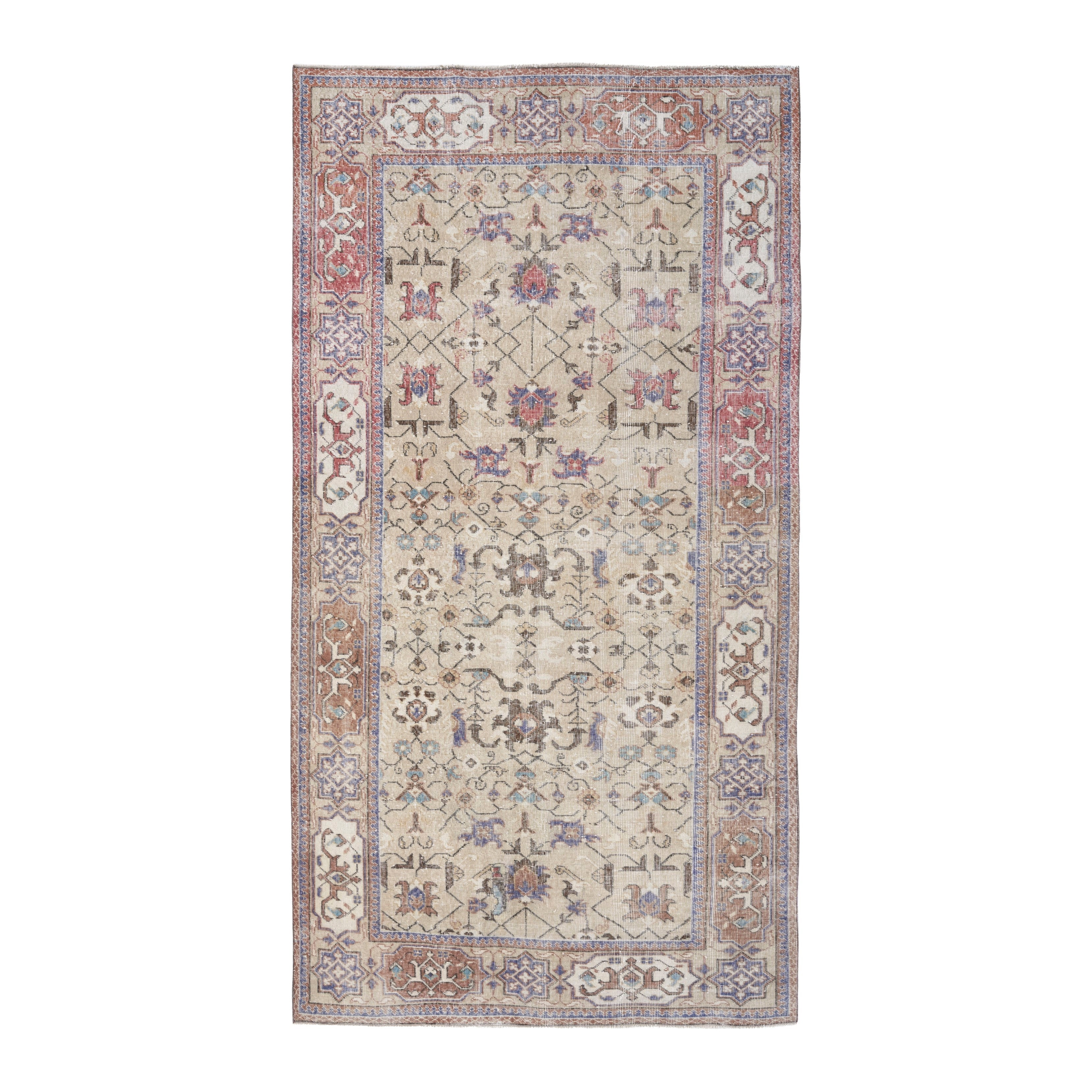 Turkish Isparta area rug in cream and terracotta, 5'4" x 9'8"