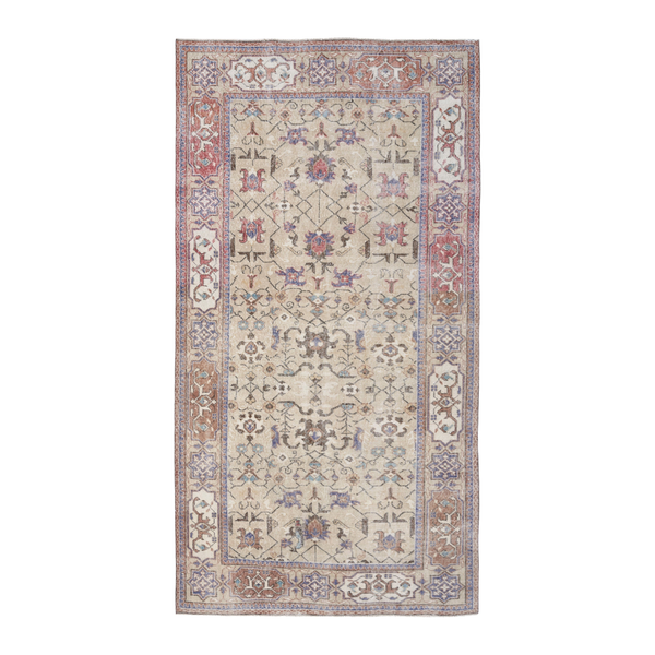 Turkish Isparta area rug in cream and terracotta, 5'4" x 9'8"