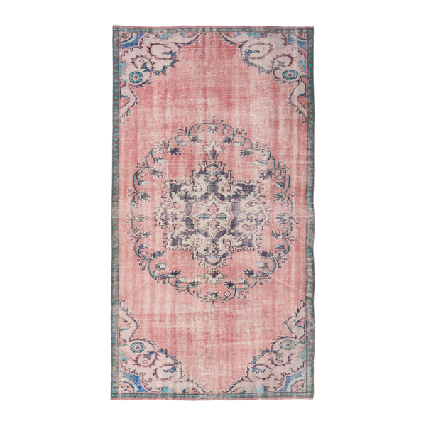 Turkish Manisa area rug in dusty rose and cream, 4'10" x 8'8"