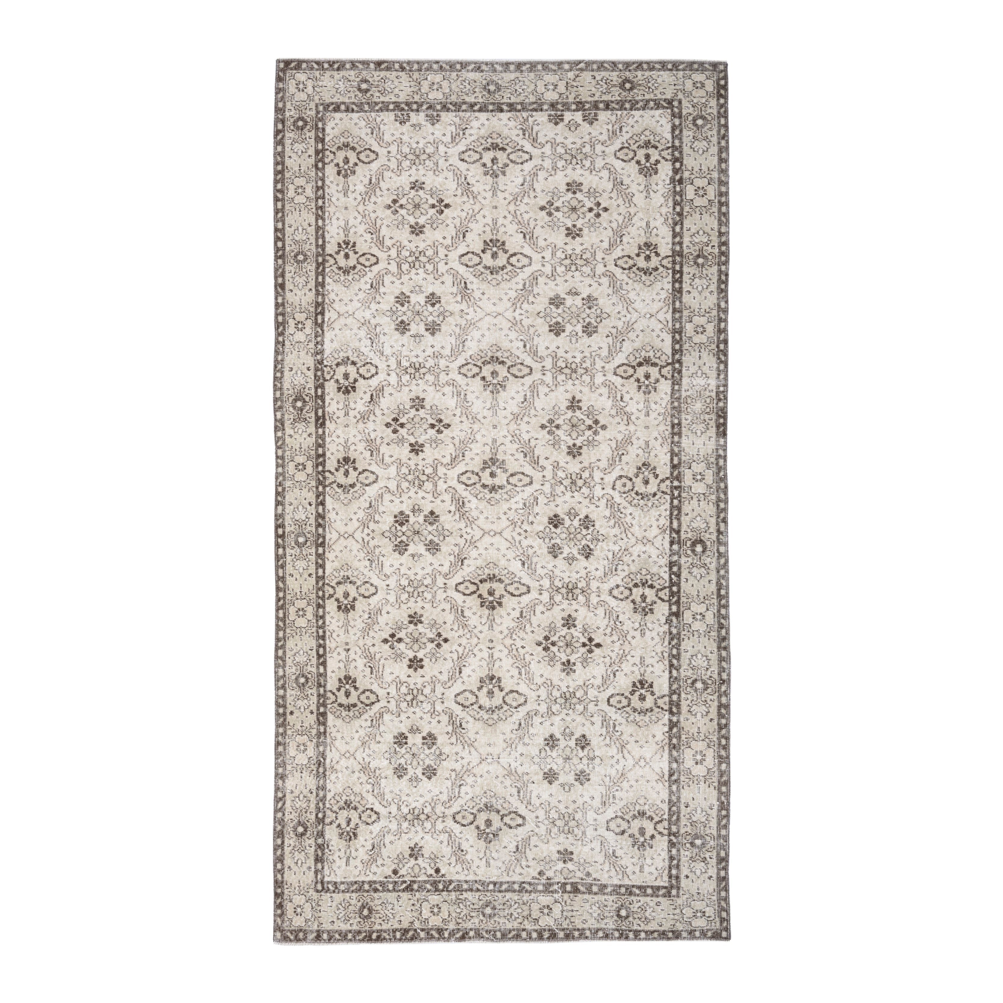 Turkish Isparta area rug in cream and greige, 4'9" x 8'10"