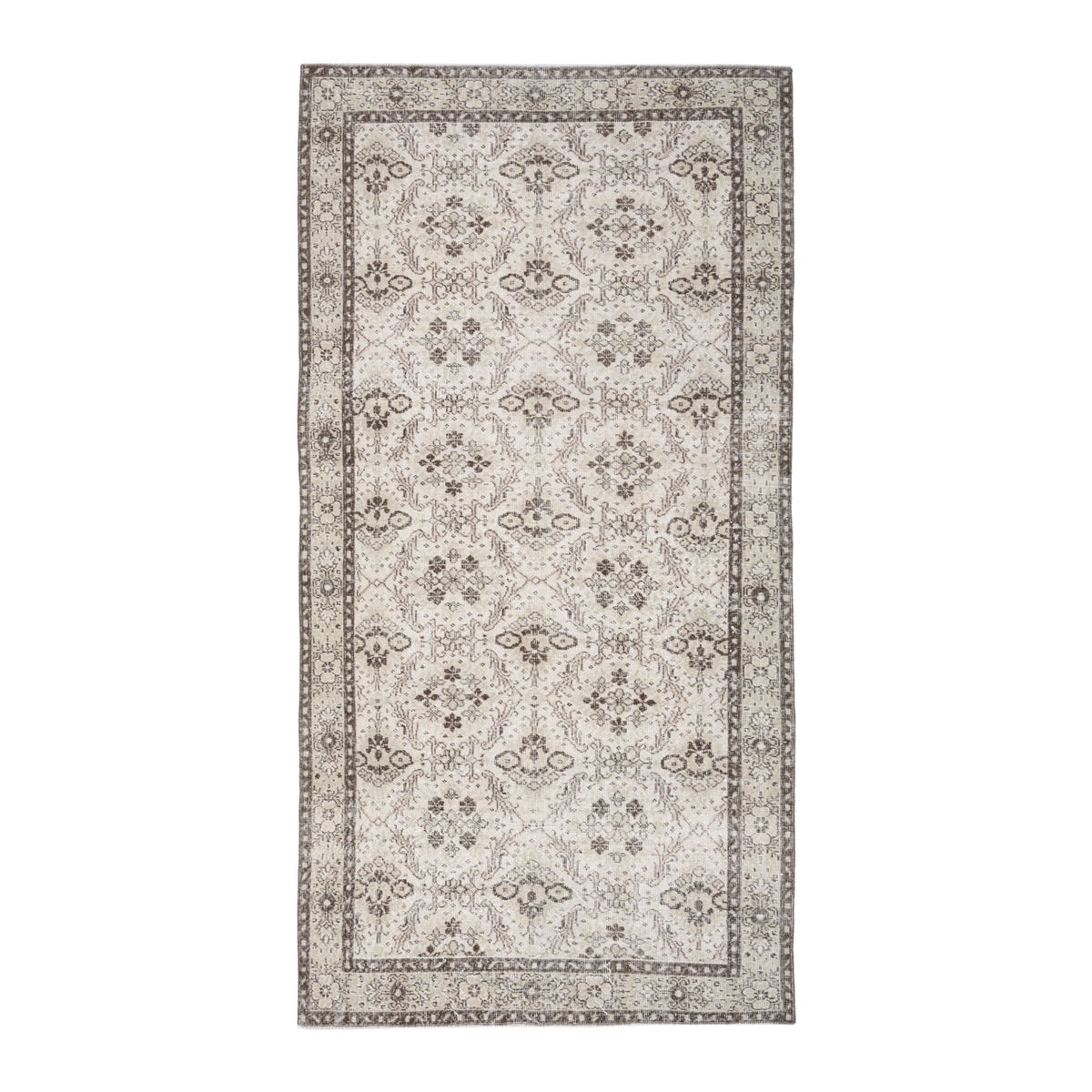 Turkish Isparta area rug in cream and greige, 4'9" x 8'10"
