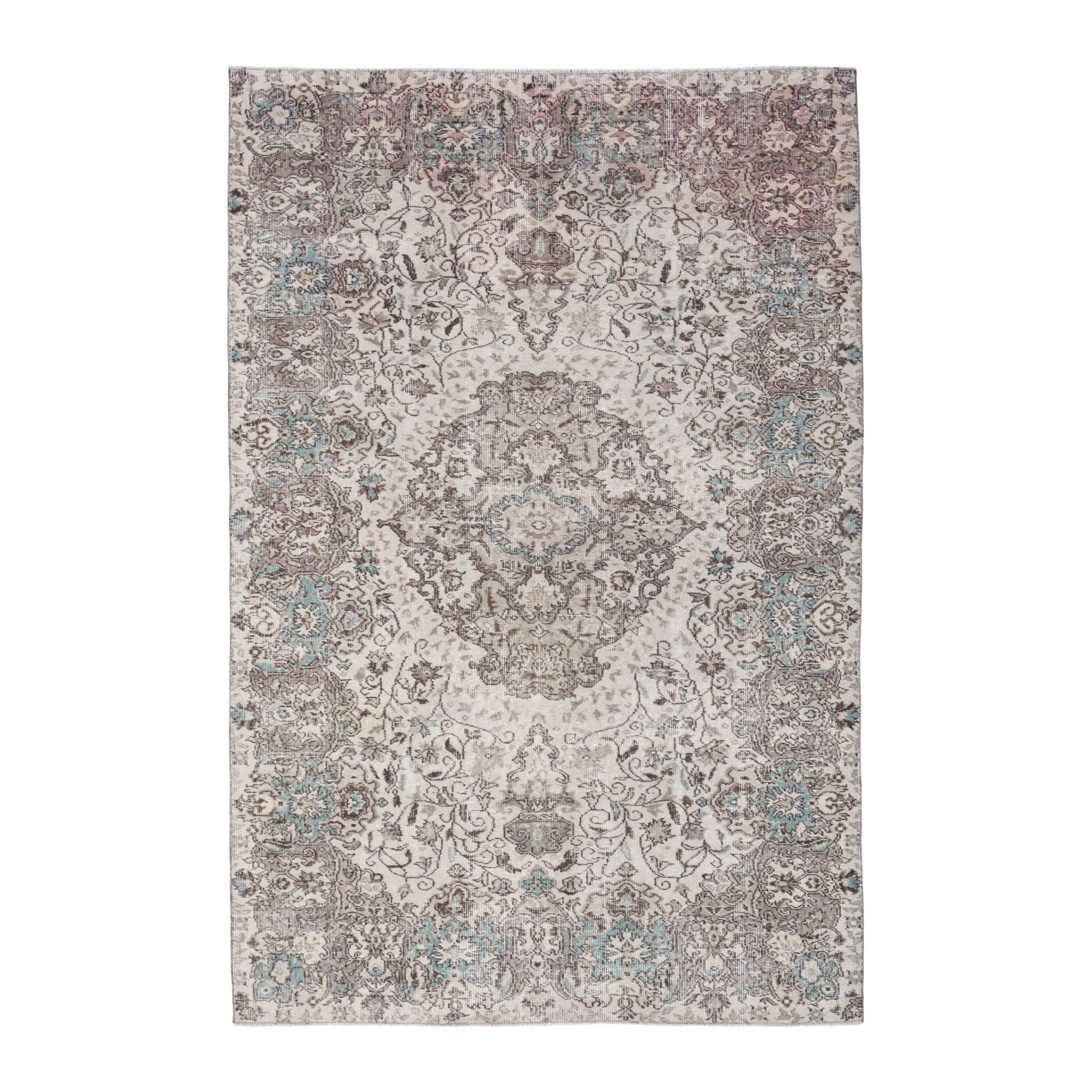 Turkish Isparta area rug in cream and taupe, 5'9" x 8'7"