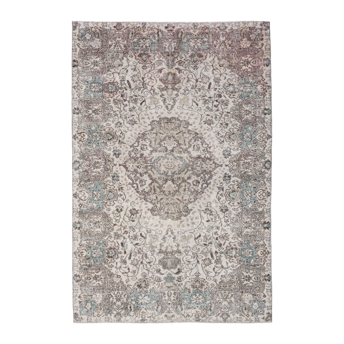 Turkish Isparta area rug in cream and taupe, 5'9" x 8'7"