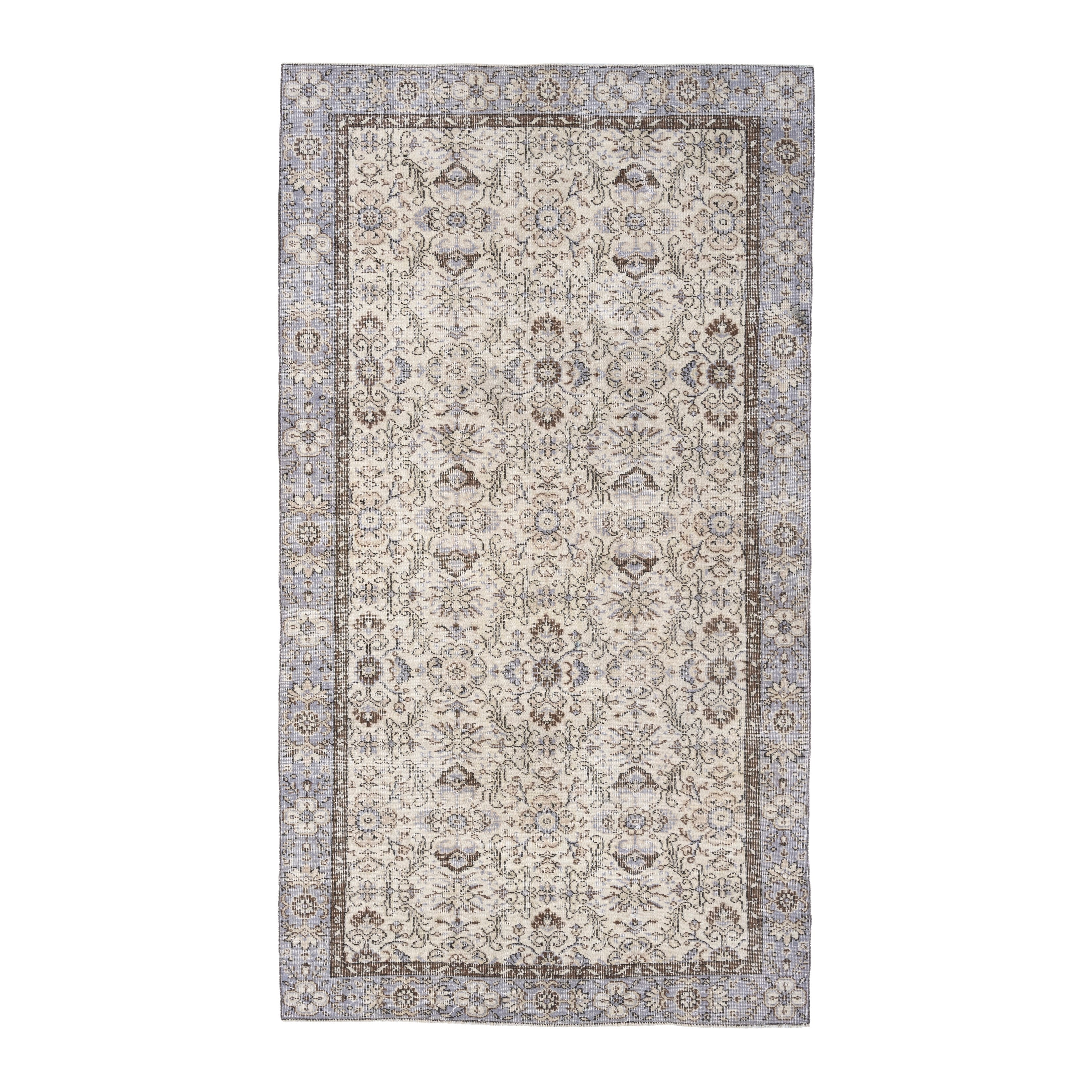 Turkish Isparta area rug in cream and taupe, 5'2" x 9'6"