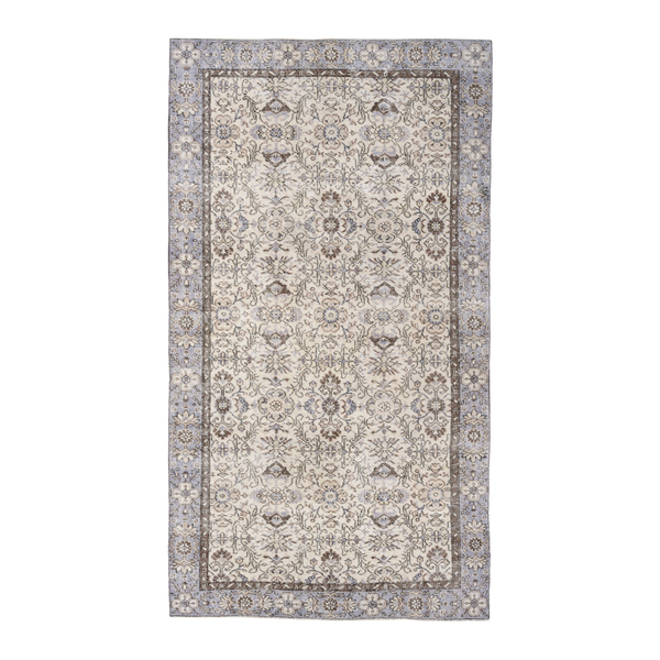 Turkish Isparta area rug in cream and taupe, 5'2" x 9'6"
