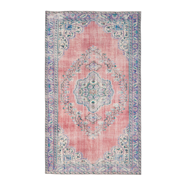Turkish Manisa area rug in dusty rose and muted pink, 5'8" x 9'8"