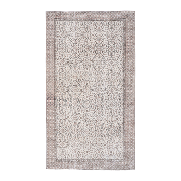 Turkish Isparta area rug in ivory and greige, 5'1" x 8'10"
