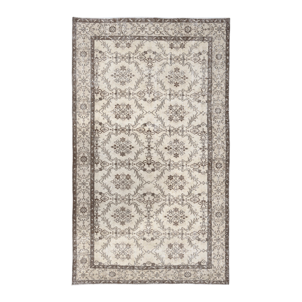 Turkish Isparta area rug in cream and taupe, 5'6" x 9'
