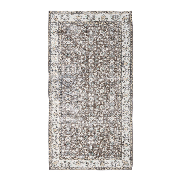 Turkish Isparta area rug in taupe and cream, 4'5" x 8'1"