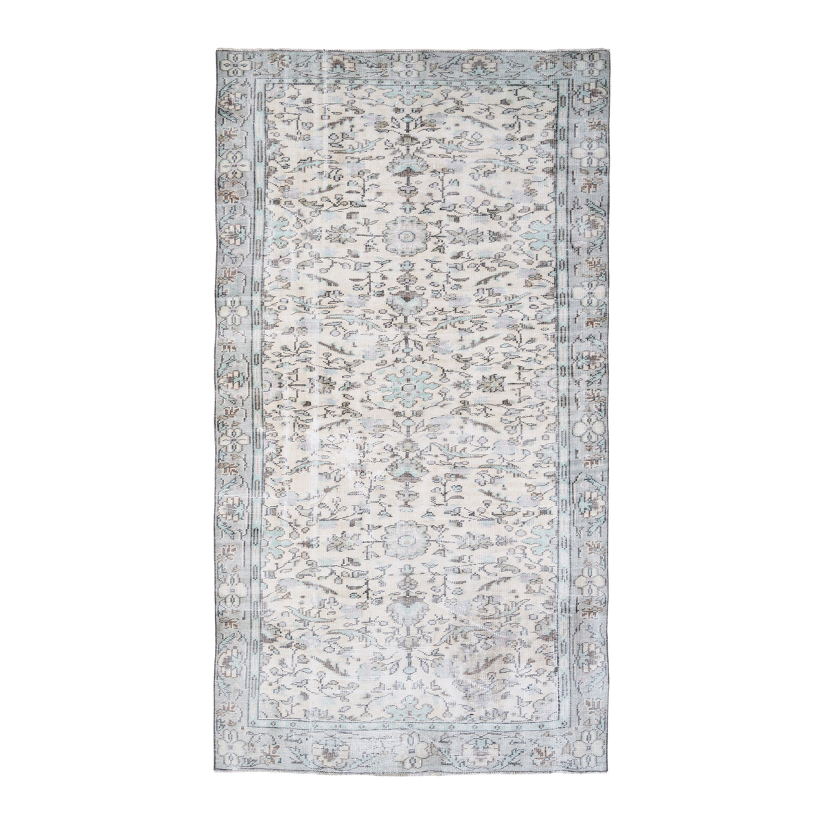Turkish Manisa area rug in ivory and greige, 5'7" x 10'2"