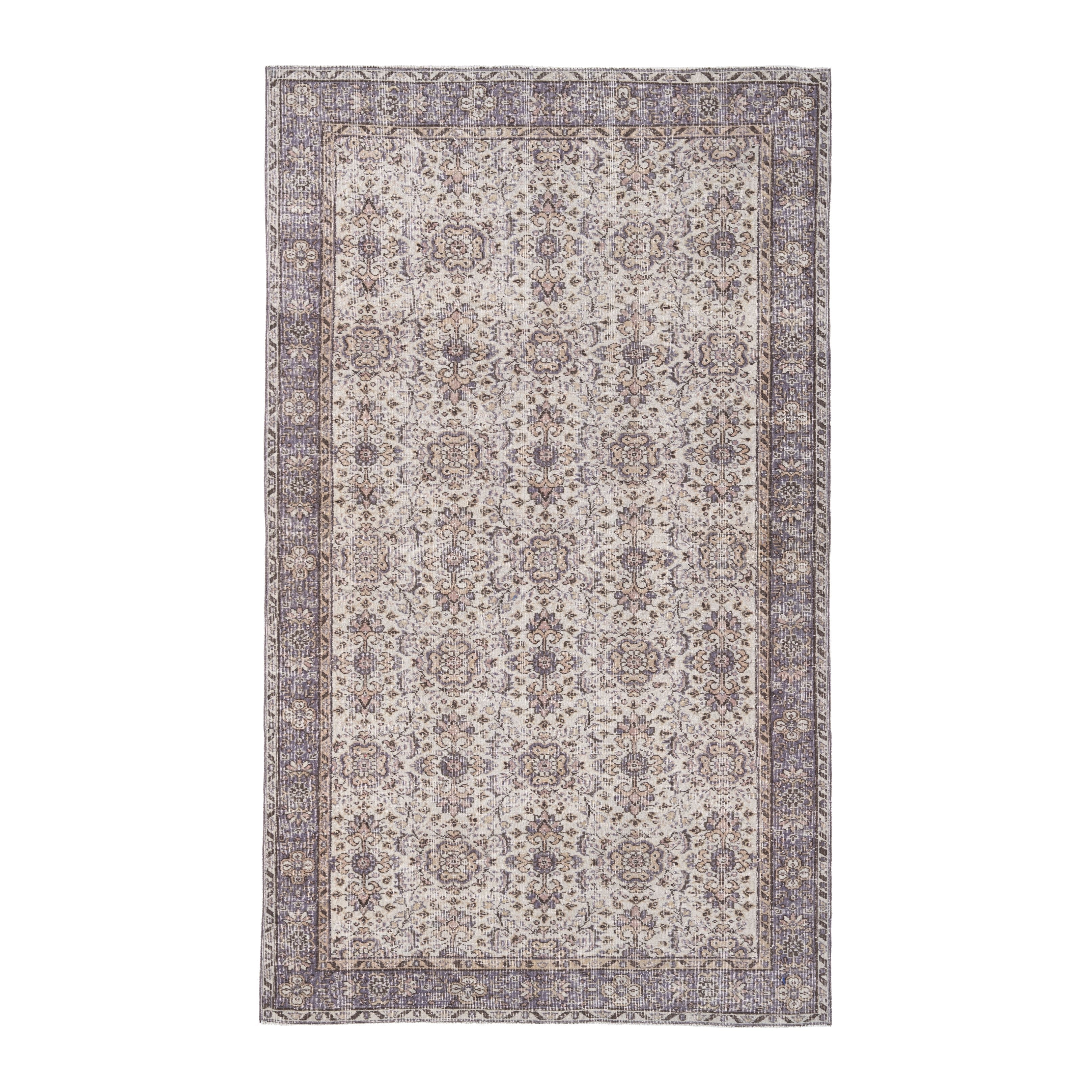 Turkish Isparta area rug in cream and greige, 5'6" x 9'5"