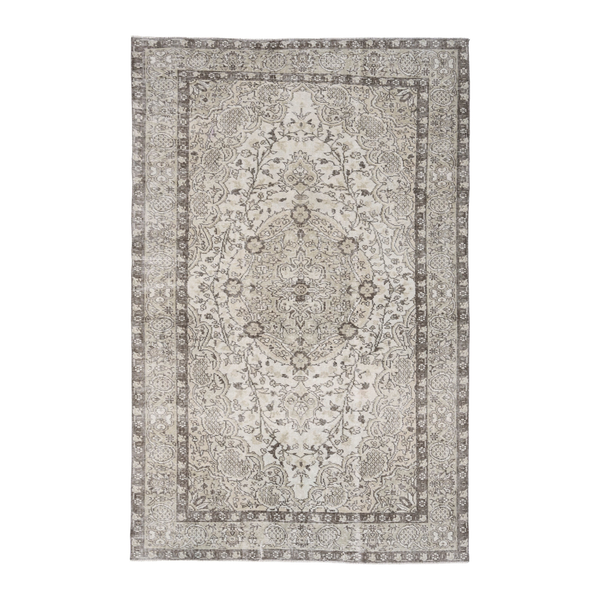 Turkish Isparta area rug in cream and taupe, 5'9" x 8'10"