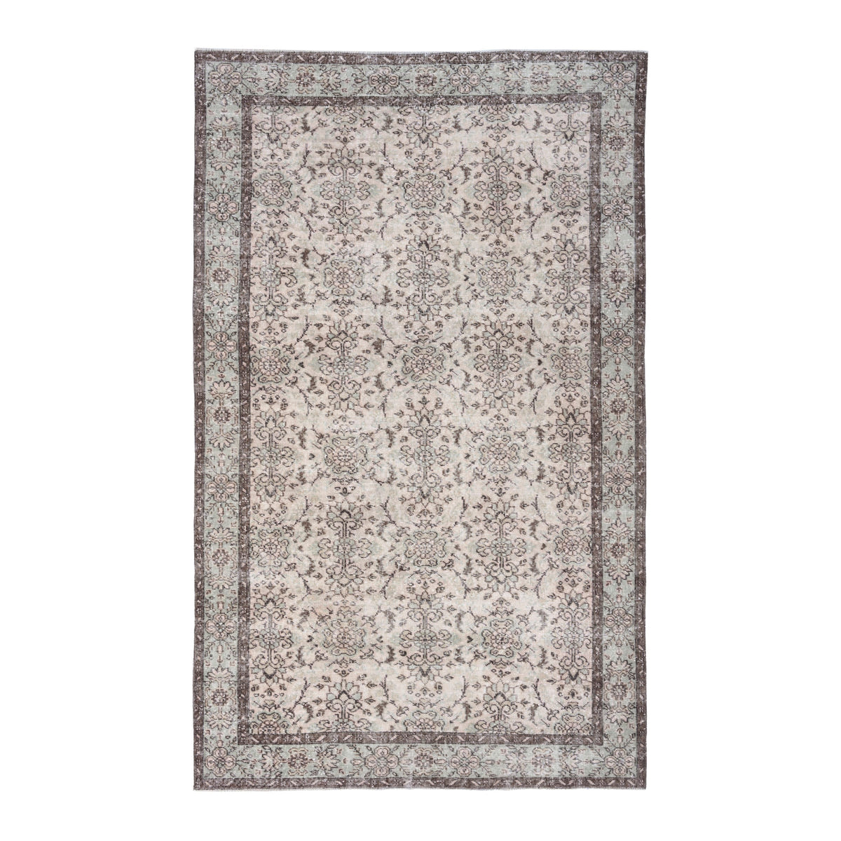 Turkish Isparta area rug in cream and greige, 5'9" x 9'7"