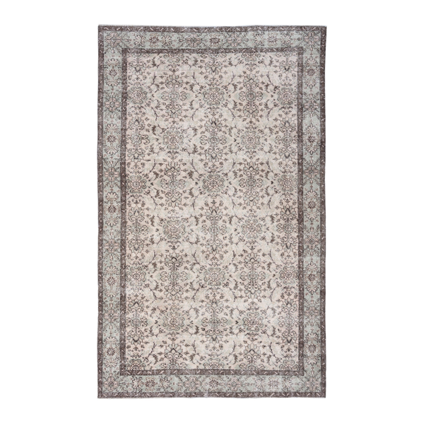 Turkish Isparta area rug in cream and greige, 5'9" x 9'7"