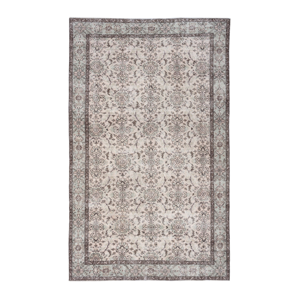 Turkish Isparta area rug in cream and greige, 5'9" x 9'7"