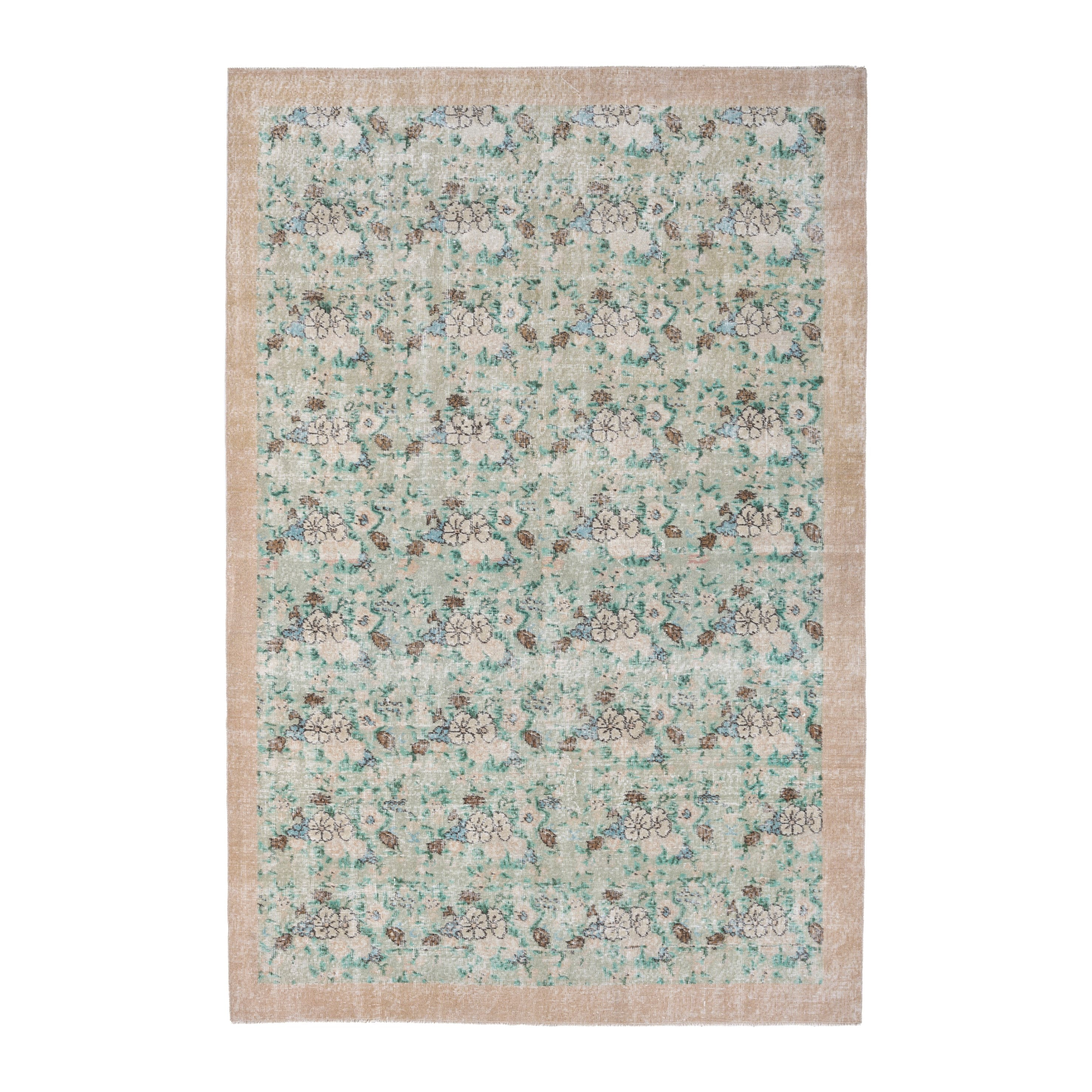 Turkish Isparta area rug in celadon and taupe, 6'1" x 9'5"